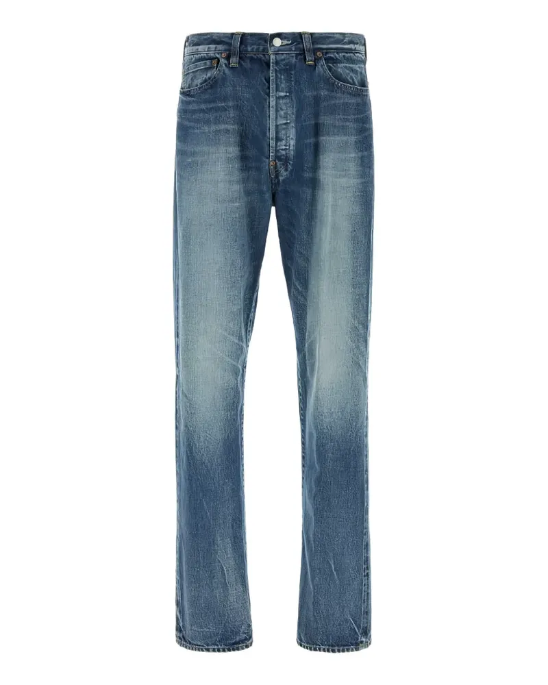 Yohji Yamamoto faded-effect buckle-detail jeans - Blau Blau