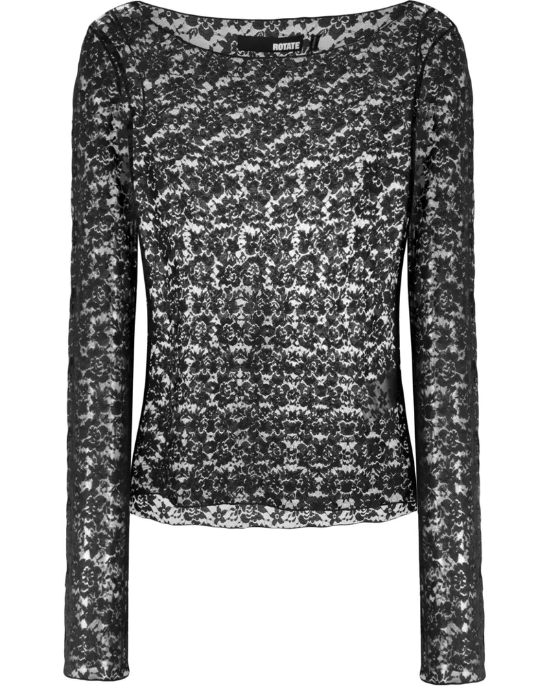 ROTATE Birger Christensen Spitzenoberteil mit Blumenmuster - Schwarz Schwarz