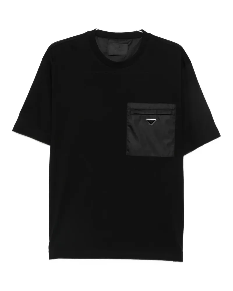 Prada logo-plaque patch-pocket T-shirt - Schwarz Schwarz