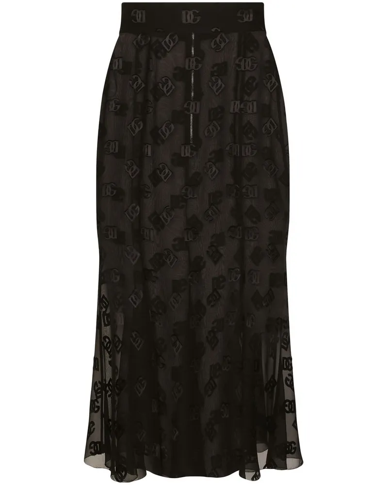 Dolce & Gabbana Midirock mit DG-Logo - Schwarz Schwarz