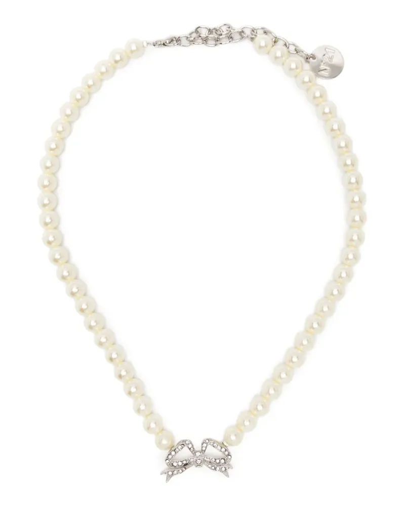 N° 21 crystal-embellished bow-pendant necklace - Silber Silber