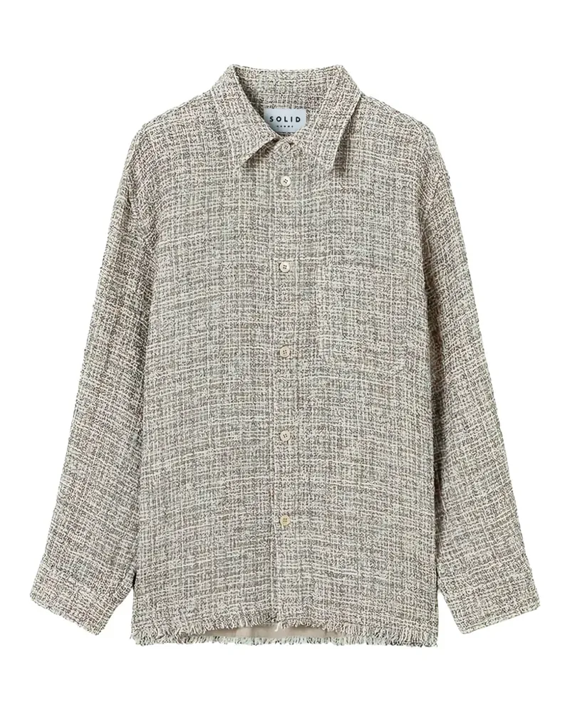SOLID HOMME frayed-edge shirt jacket - Nude Nude