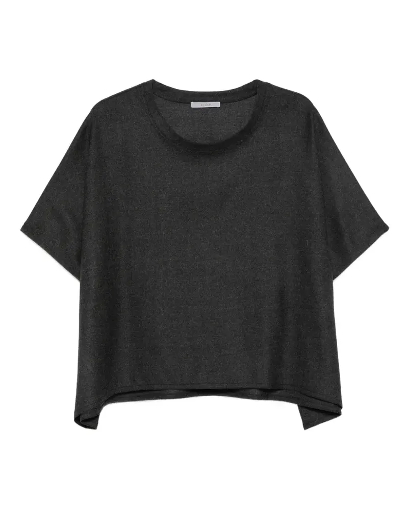 Dušan crew neck flannel top - Grau Grau