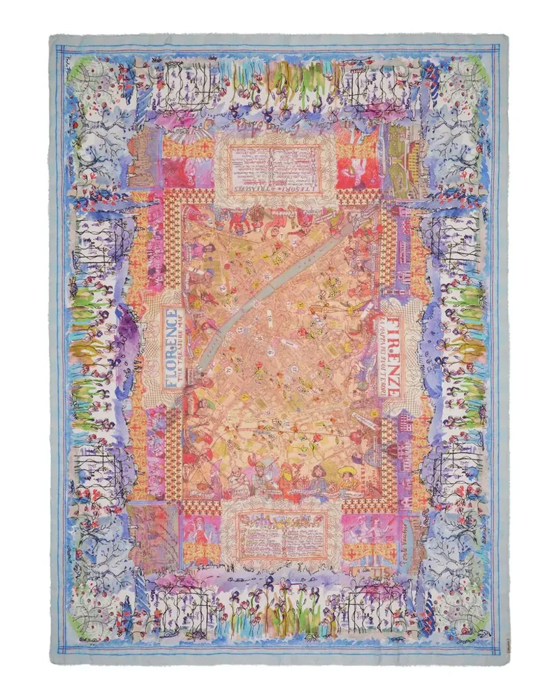 Faliero Sarti x Paolo Fiumi Florence Map Schal - Blau Blau