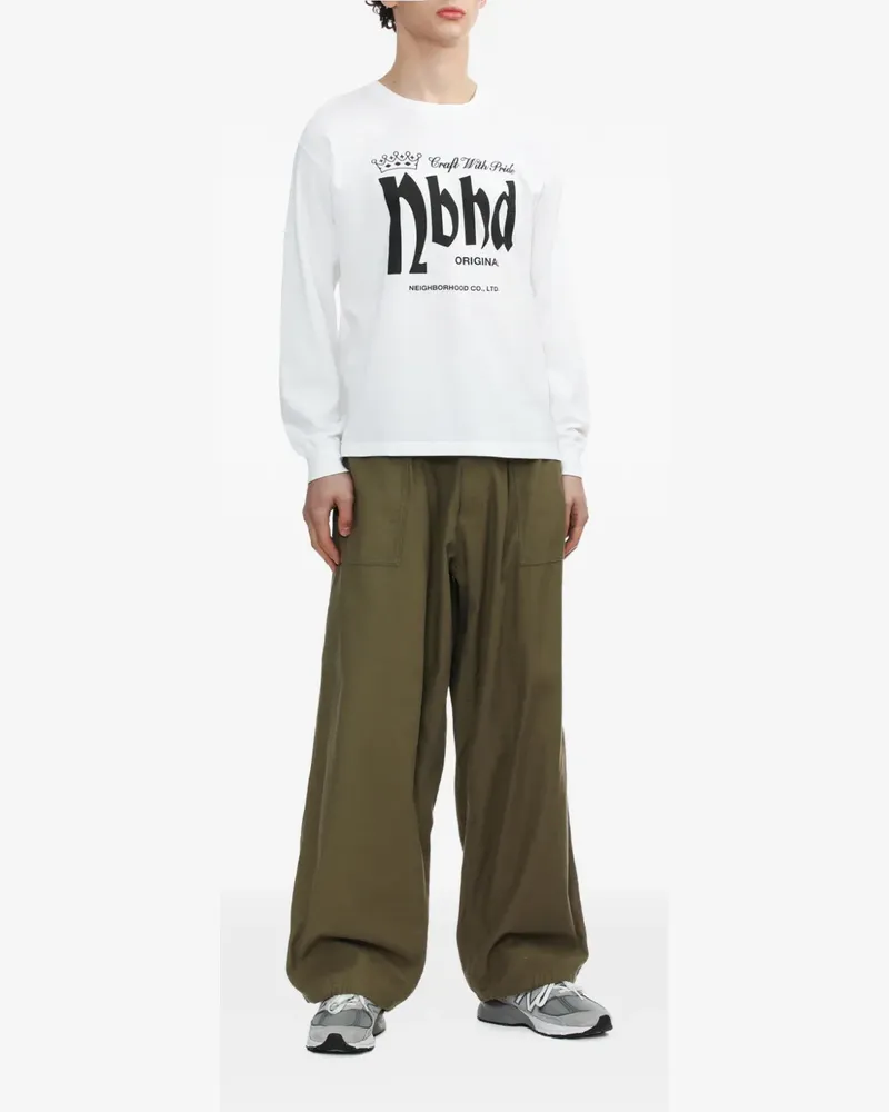 Neighborhood Langarmshirt mit Logo-Print - Weiß Weiß