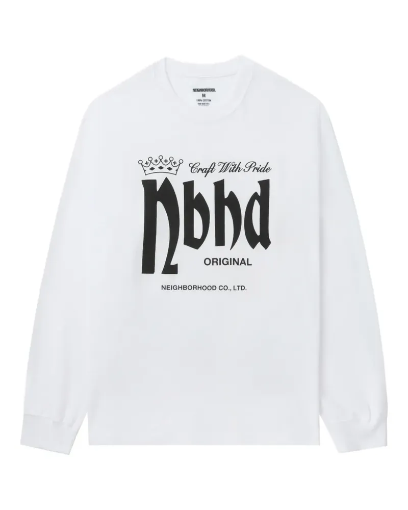 Neighborhood Langarmshirt mit Logo-Print - Weiß Weiß