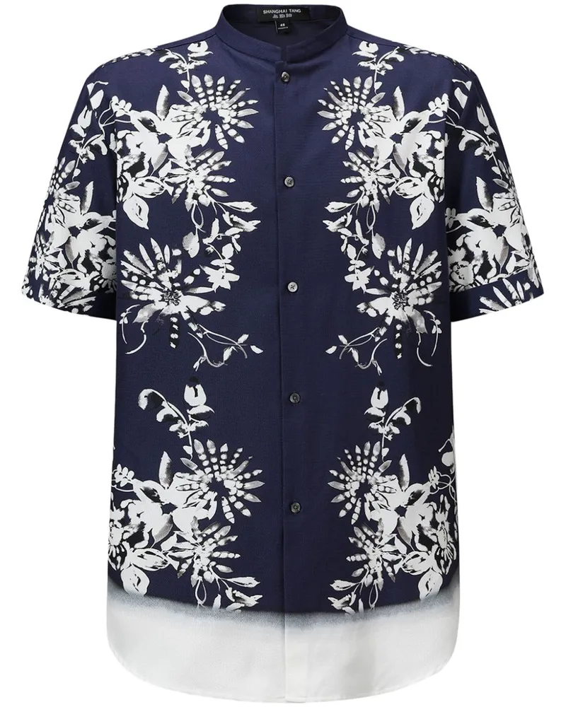 Shanghai Tang Hemd mit Blumen-Print Blau