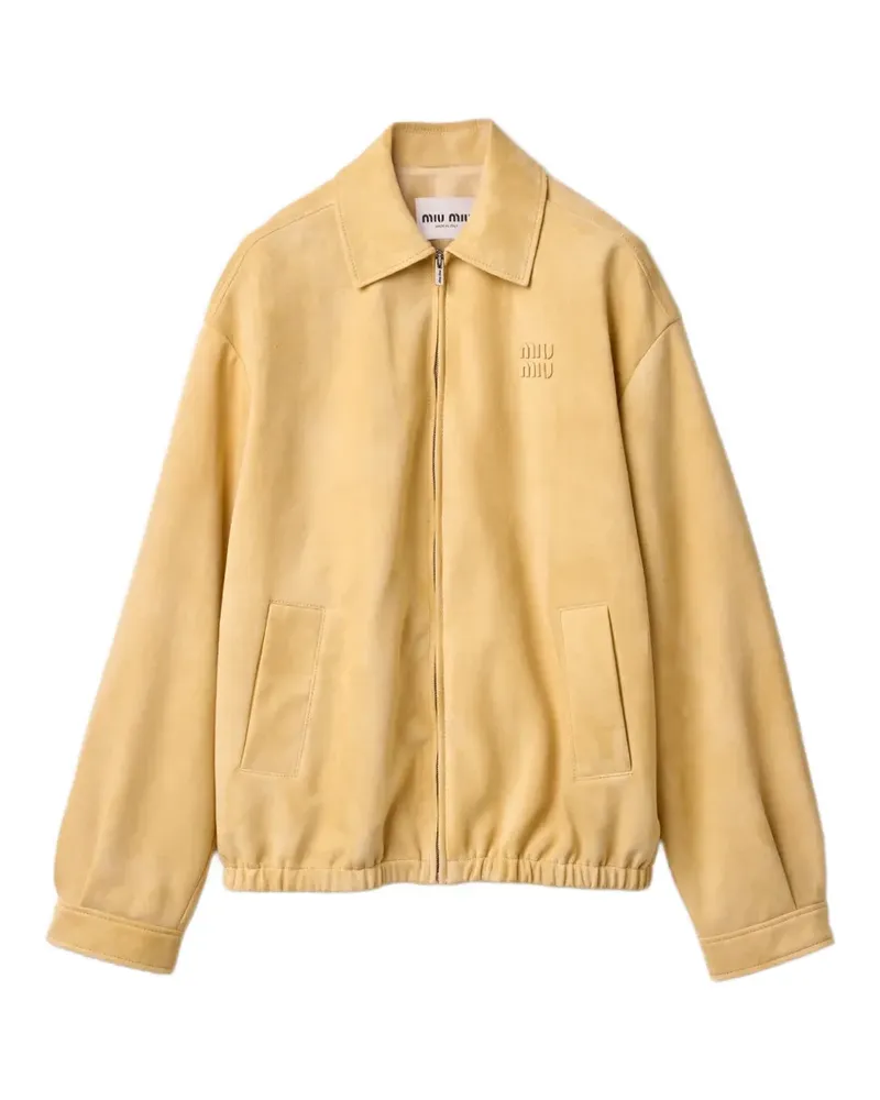 Miu Miu waxed suede blouson jacket - Gelb Gelb