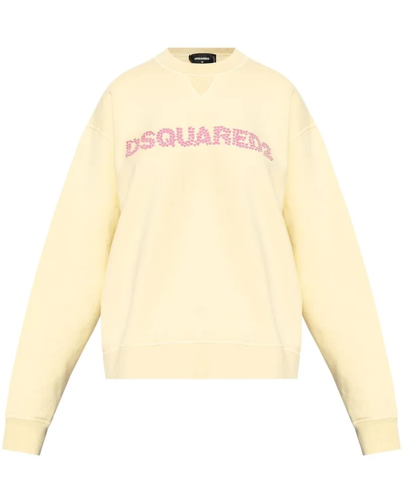 Dsquared2 Sweatshirt mit Logo-Stickerei Gelb