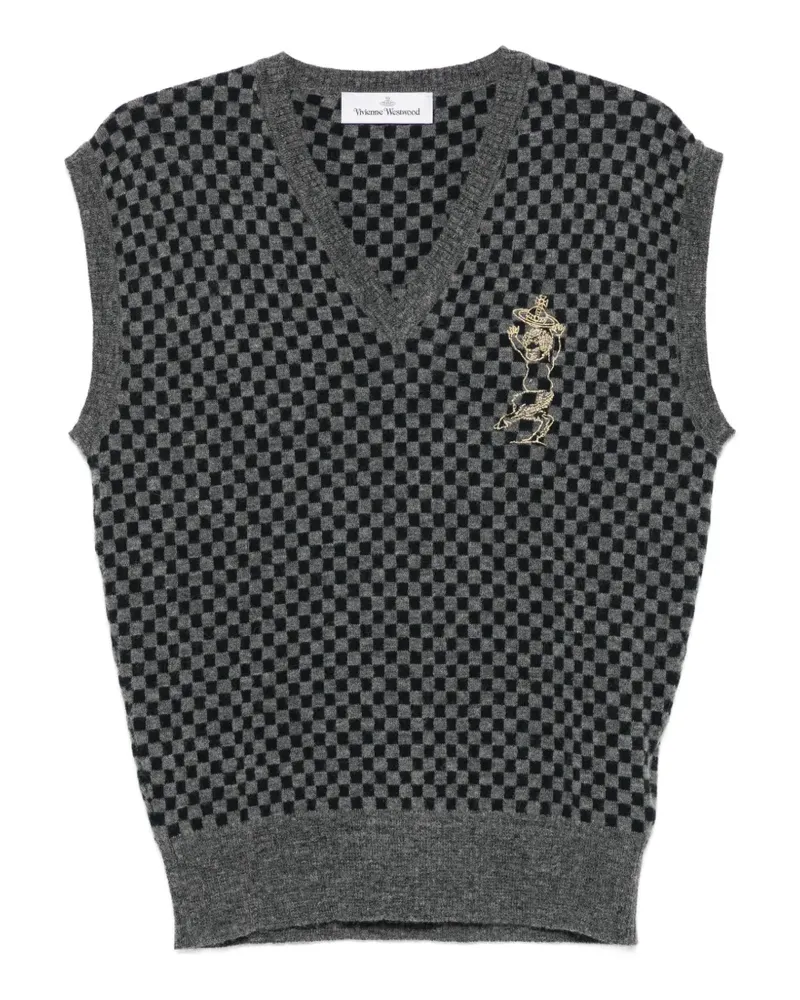 Vivienne Westwood Pullunder mit Schachbrettmuster und Orb-Stickerei - Grau Grau