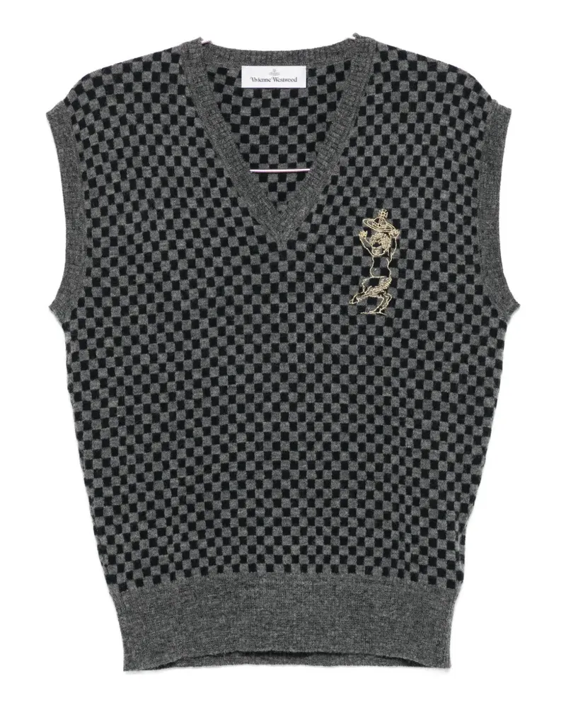 Vivienne Westwood Pullunder mit Schachbrettmuster und Orb-Stickerei - Grau Grau