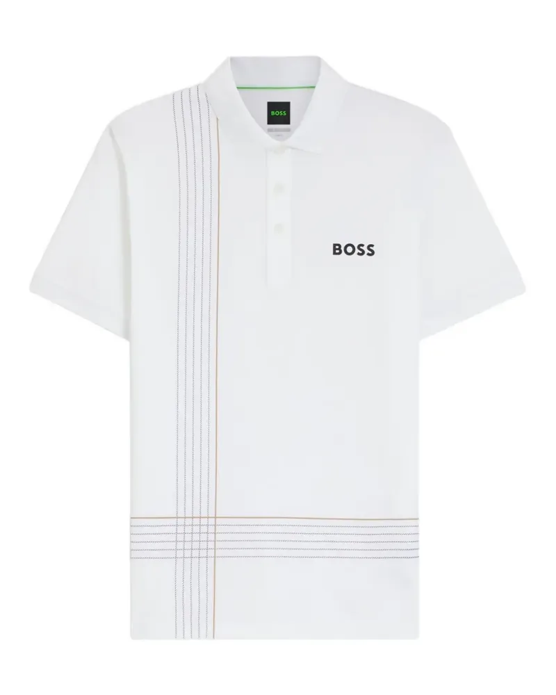 HUGO BOSS Gestreiftes Poloshirt - Weiß Weiß
