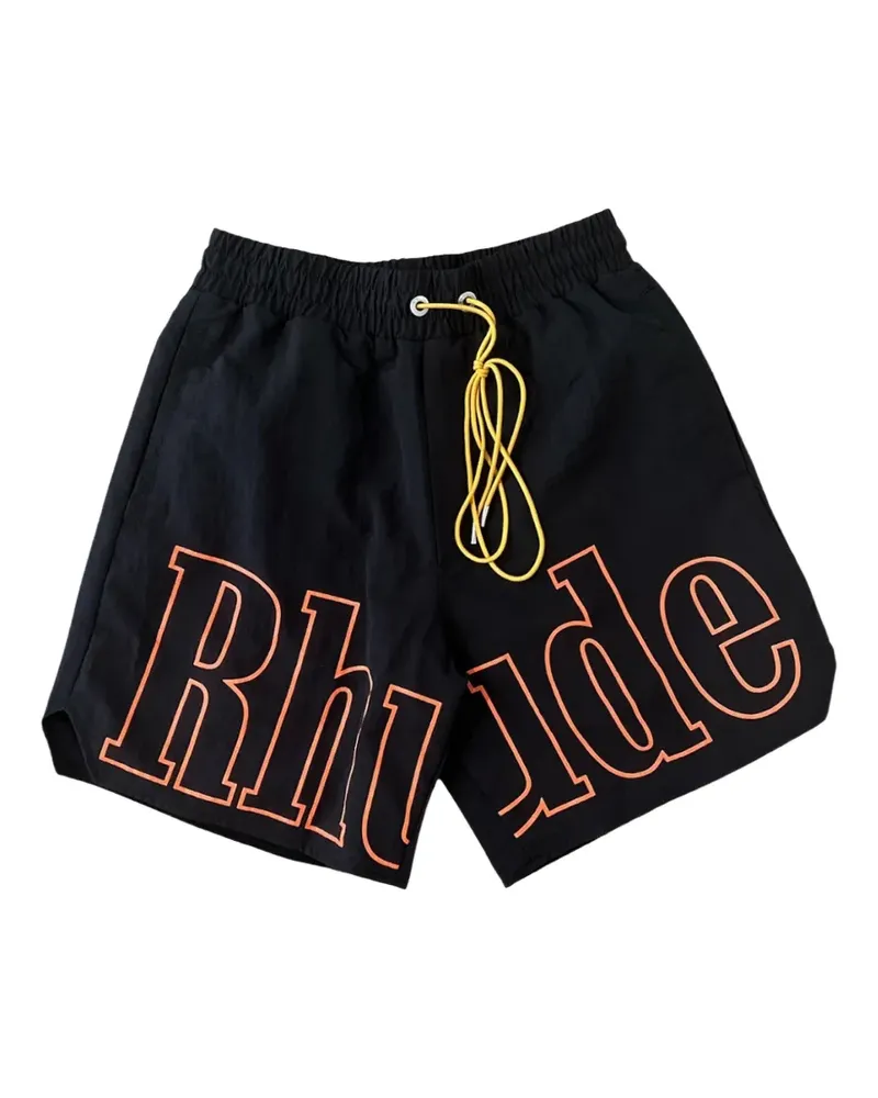 RHUDE Badeshorts mit Logo-Print - Schwarz Schwarz