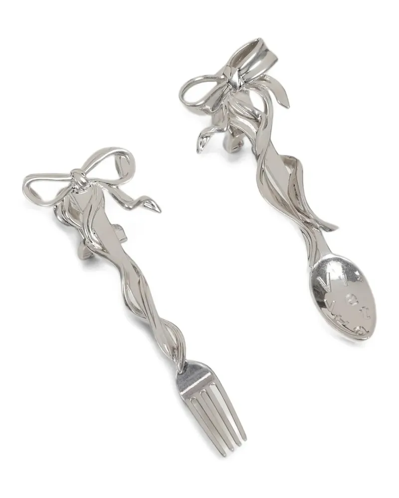 Vivetta bow-detail cutlery clip-on earrings - Silber Silber