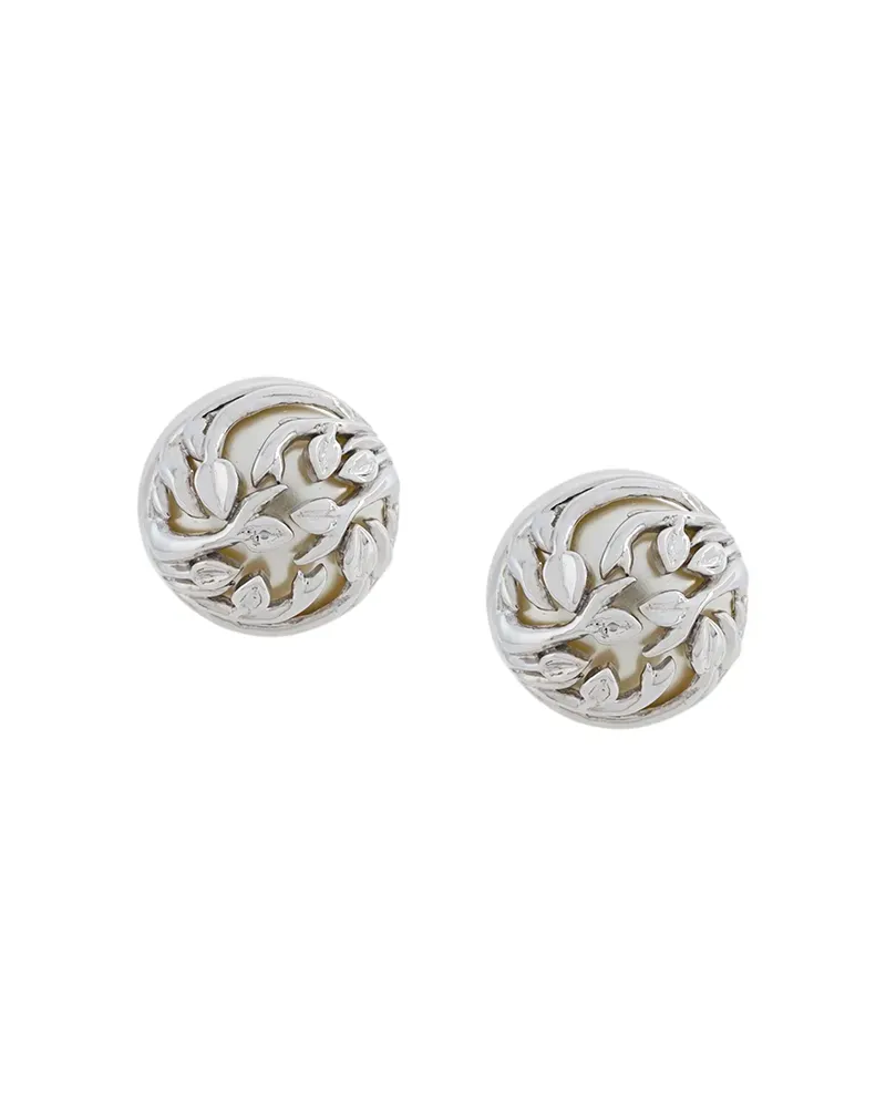 KASUN LONDON Fantasy' Sterlingsilber-Ohrstecker mit Perlen - Metallic Metallic