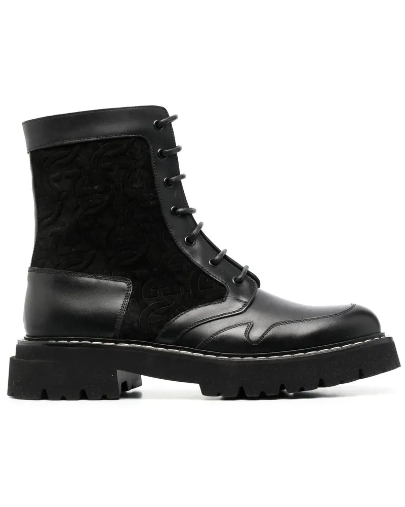 Ferragamo Schnürstiefel mit Kontrasteinsatz - Schwarz Schwarz