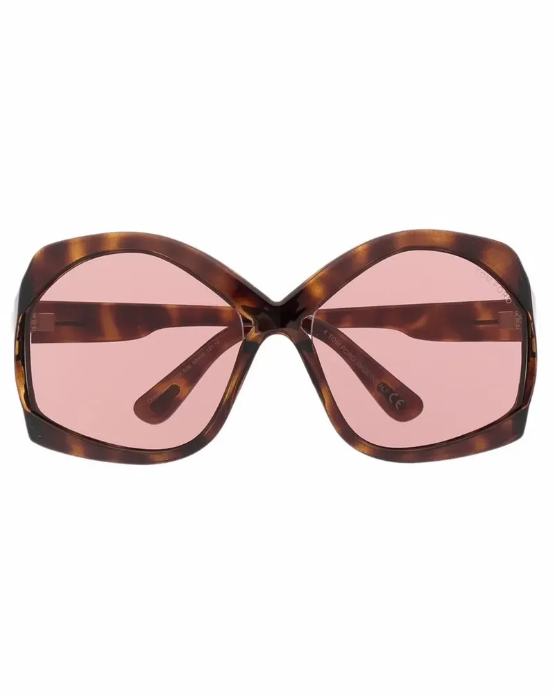 Tom Ford Sonnenbrille mit Oversized-Gestell - Braun Braun