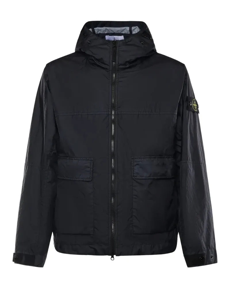 Stone Island logo-patch hooded jacket - Blau Blau