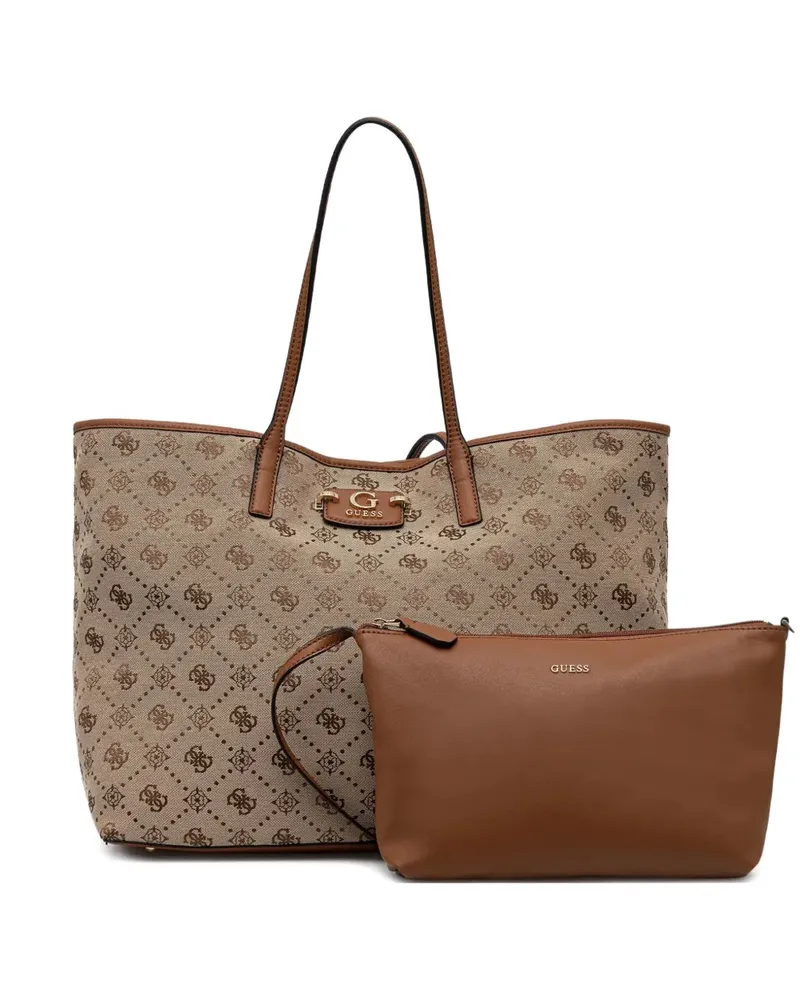 Guess monogram logo-plaque tote bag - Nude Nude