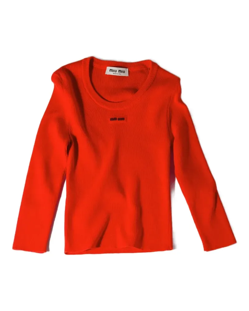 Miu Miu cotton crew-neck sweater - Orange Orange
