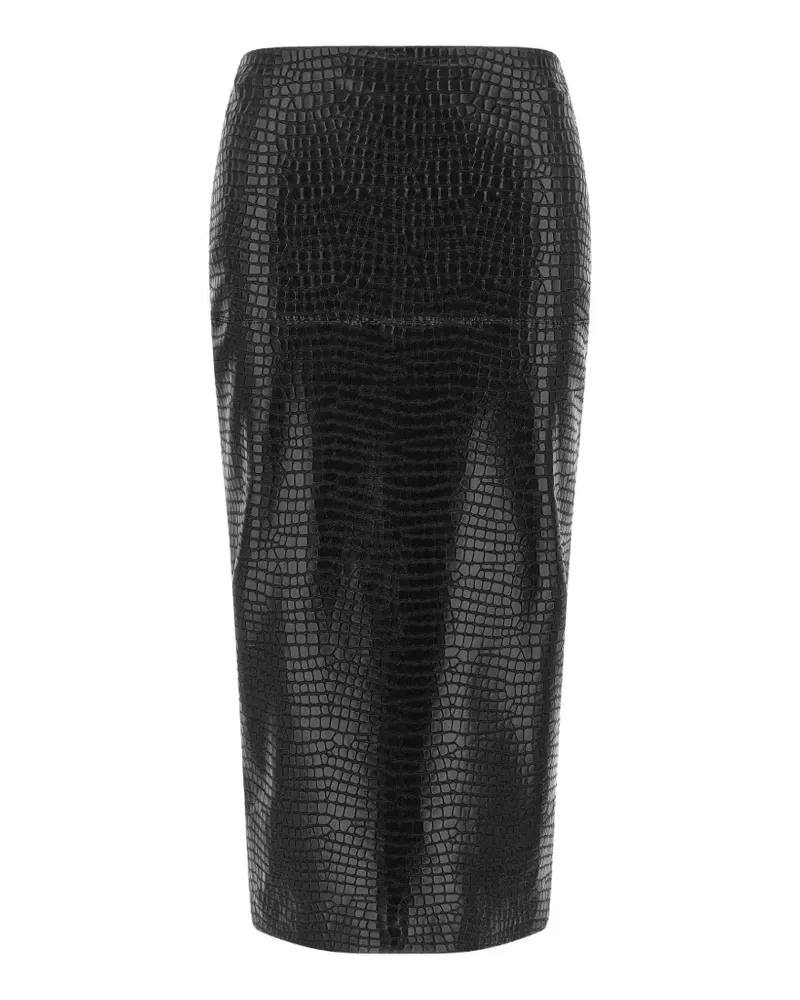 NUDE croc-effect sheath midi skirt - Schwarz Schwarz