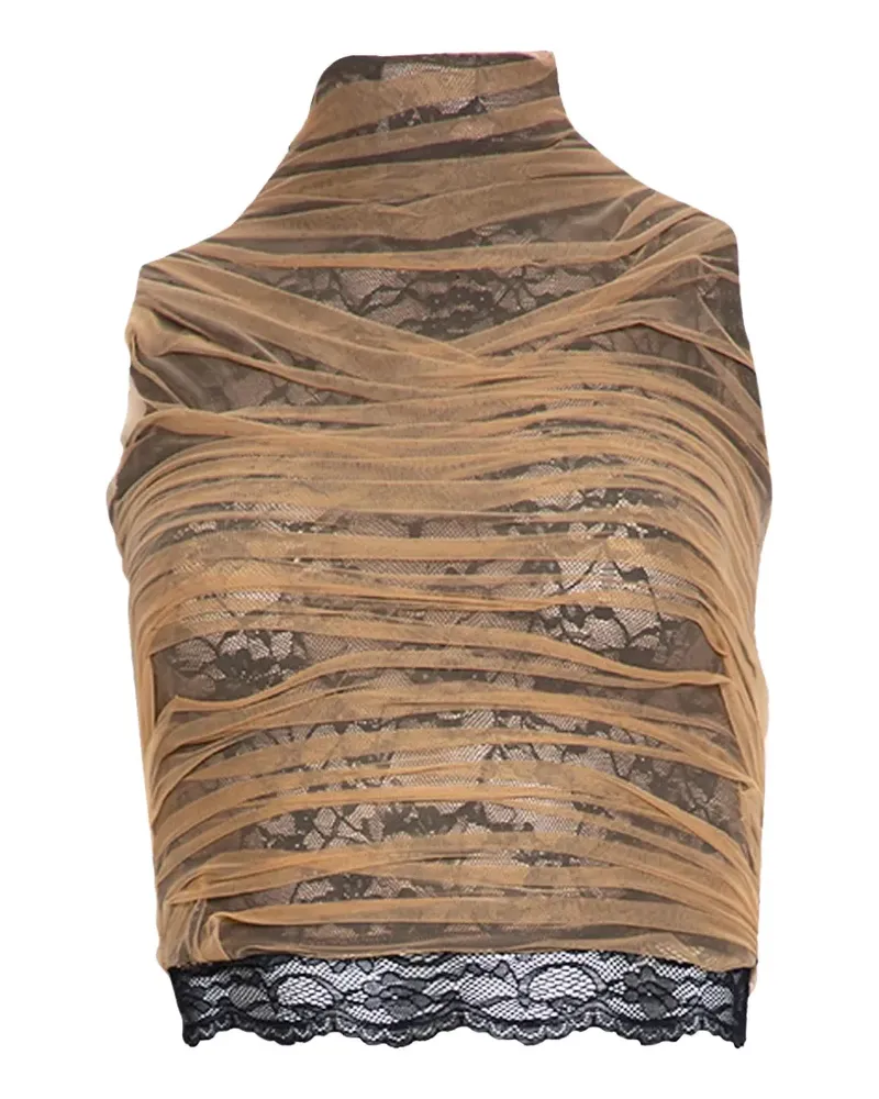 DI PETSA Drapiertes Spitzenoberteil - Nude Nude