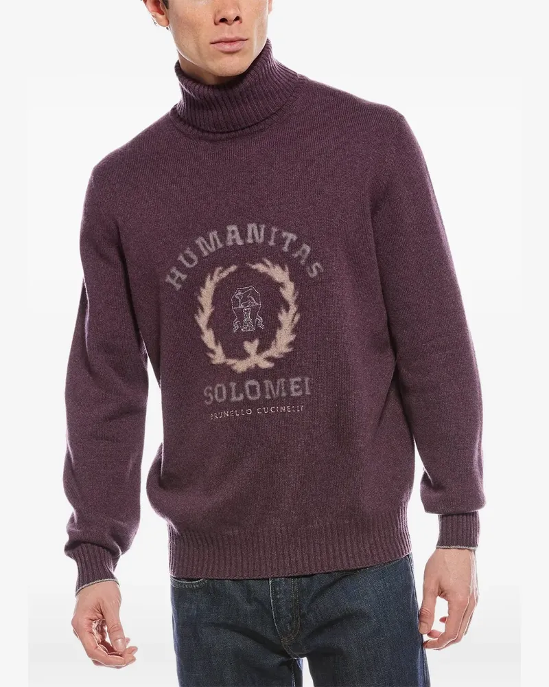 Brunello Cucinelli emblem-intarsia turtleneck sweater - Braun Braun