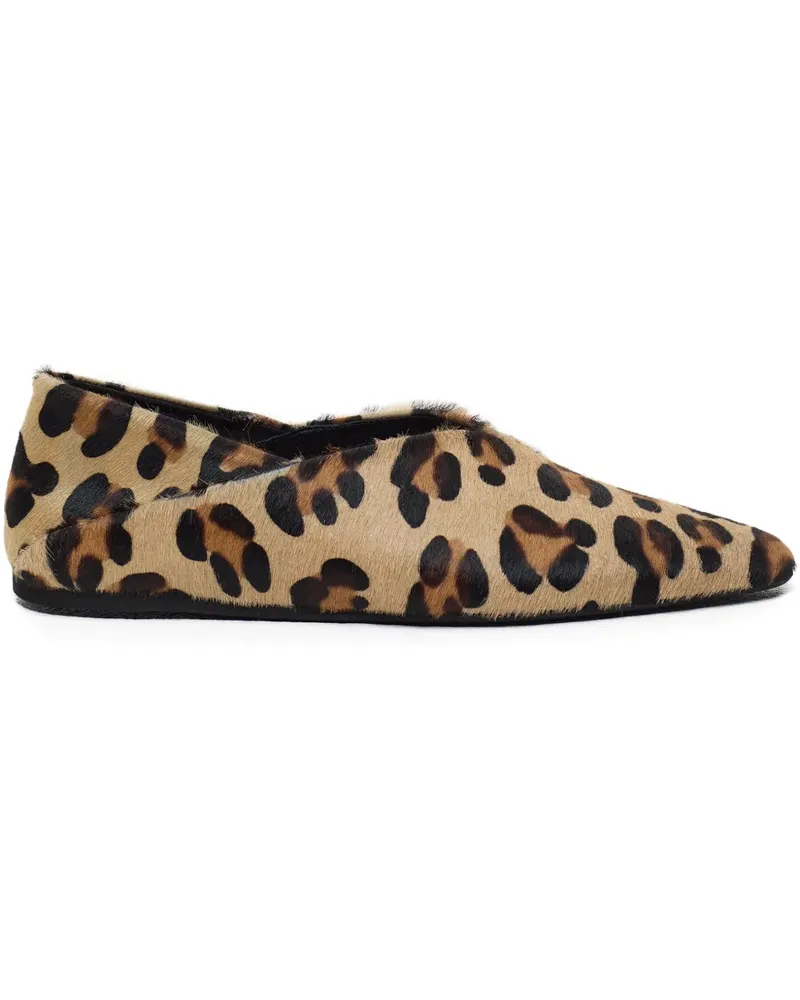 Closed Ballerinas mit Leoparden-Print - Nude Nude