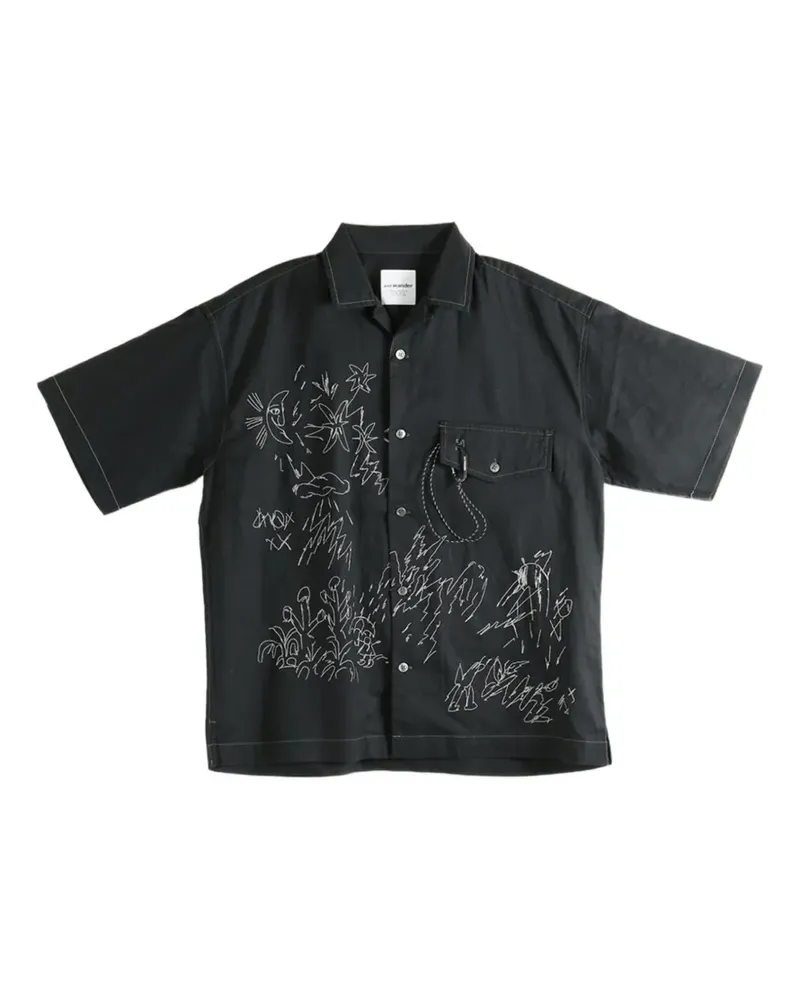 and wander embroidered short-sleeve shirt - Schwarz Schwarz
