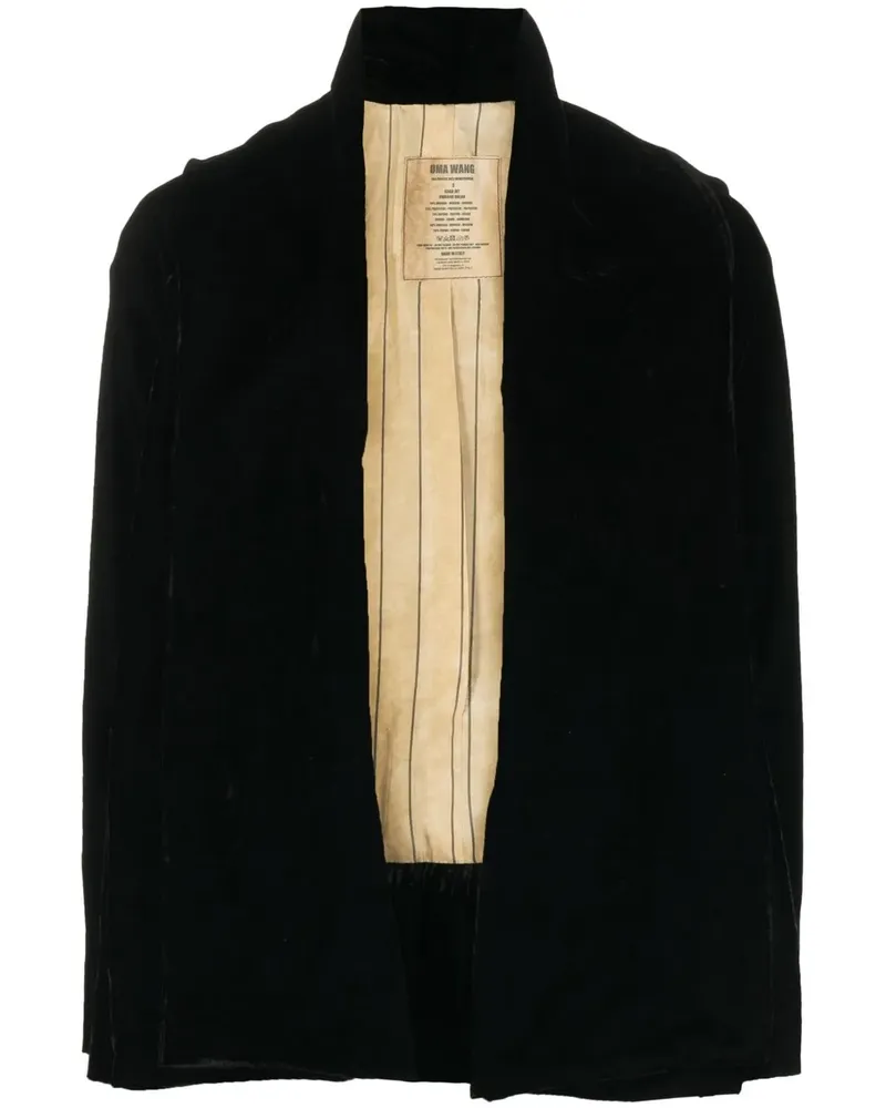 Uma Wang Offene Samtjacke - Schwarz Schwarz