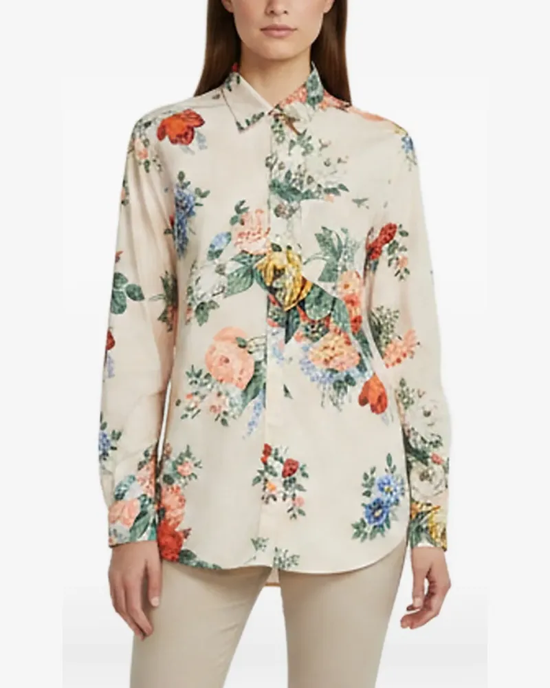 SPORTMAX Popeline-Hemd mit Blumenprint - Nude Nude
