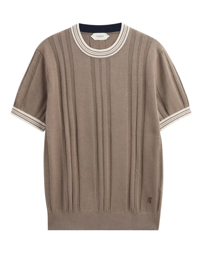 Pringle of Scotland Strukturiertes Strick-T-Shirt - Braun Braun
