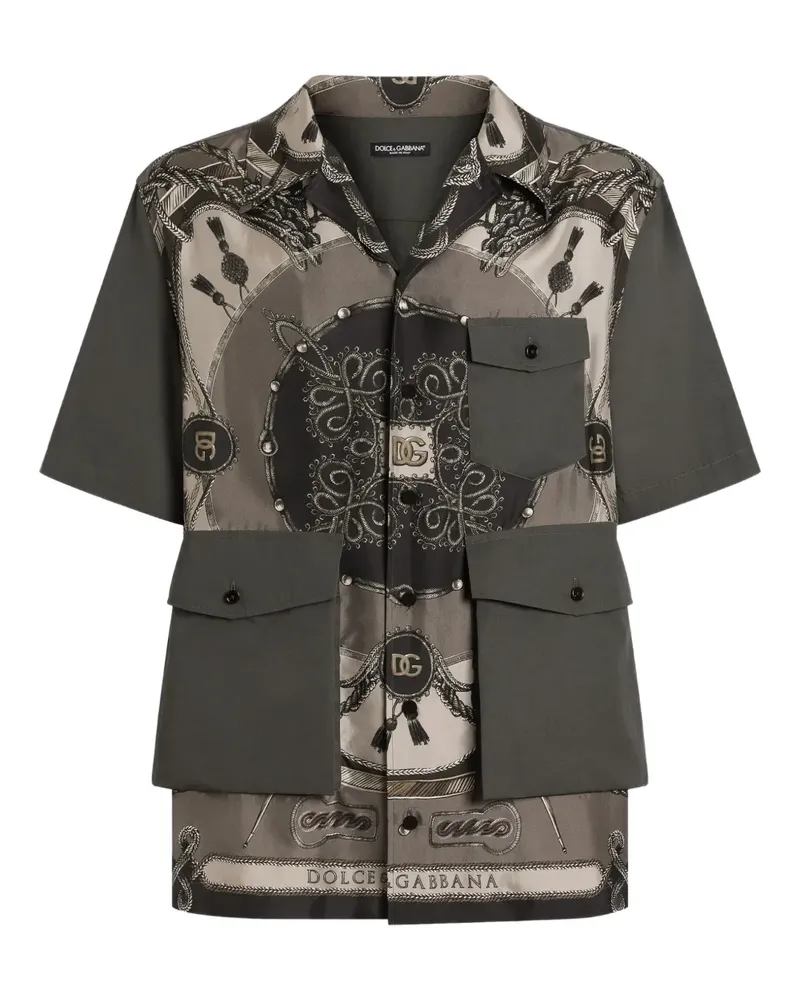 Dolce & Gabbana Gemustertes Hemd mit Tasche - Grau Grau