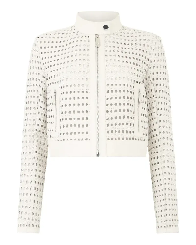 Philipp Plein Lederjacke mit Webmuster - Weiß Weiß