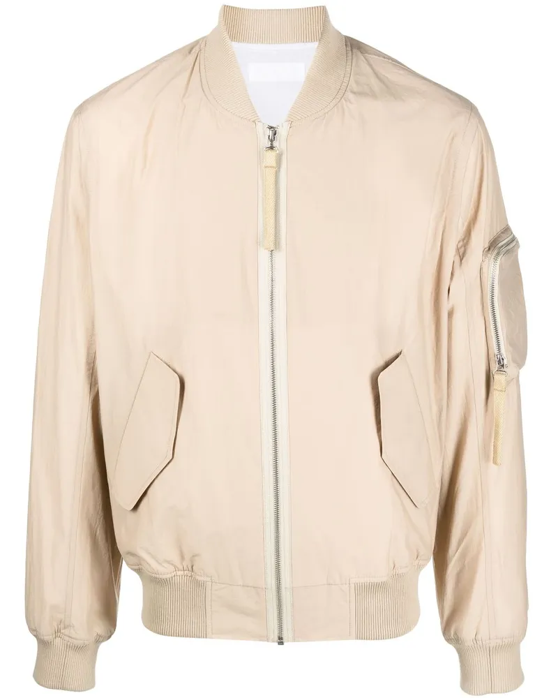 Helmut Lang Bomberjacke mit Logo-Print Nude