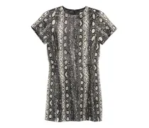 Kurzärmeliges Kleid mit Schlangenleder-Print - Nude