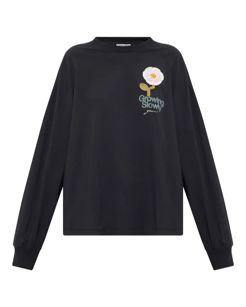 Ganni logo-embroidered sweatshirt - Schwarz Schwarz