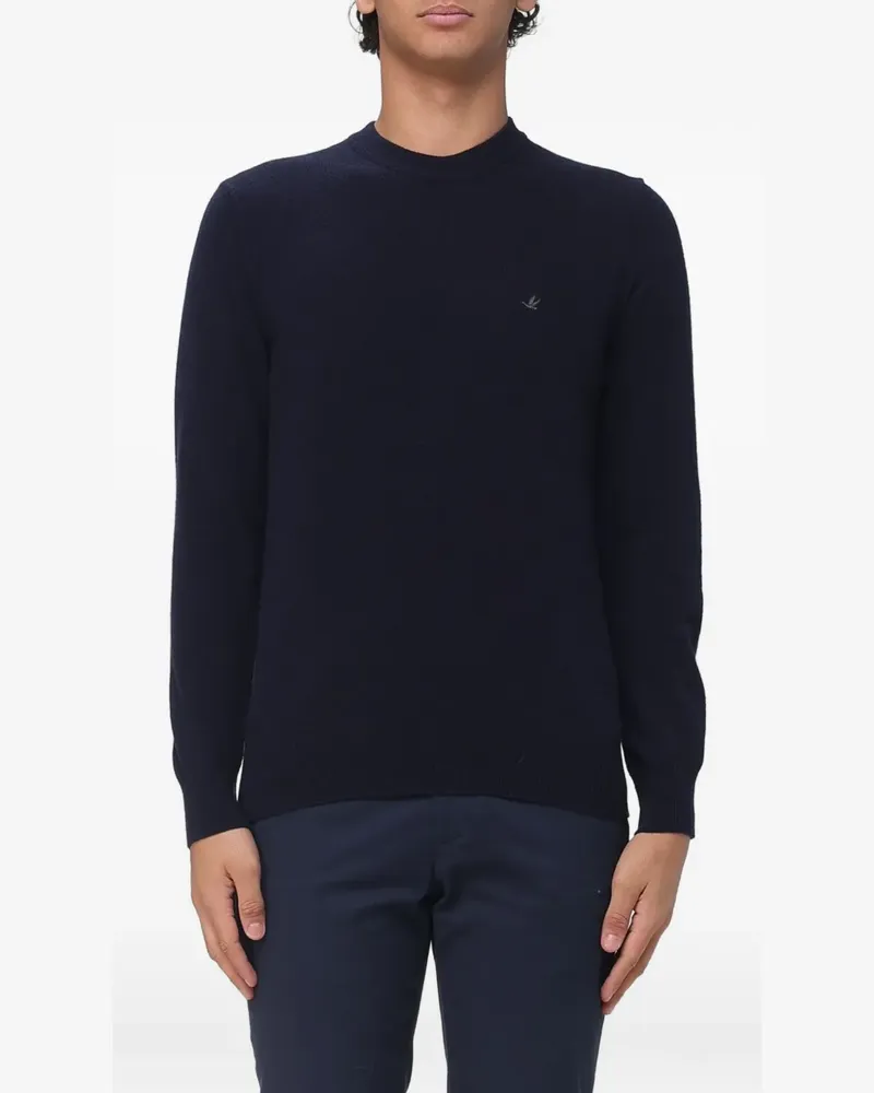 Brooksfield logo-embroidered elbow-patch sweater - Blau Blau