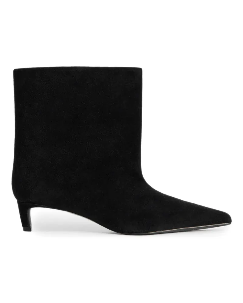 12 STOREEZ Kitten-Heel-Stiefeletten aus Wildleder - Schwarz Schwarz