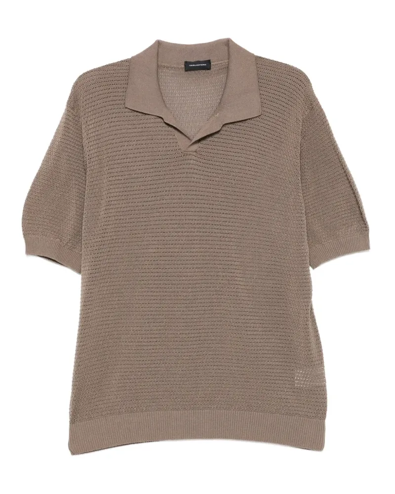 Tagliatore Finday T-Shirt mit Lochstrickmuster - Braun Braun