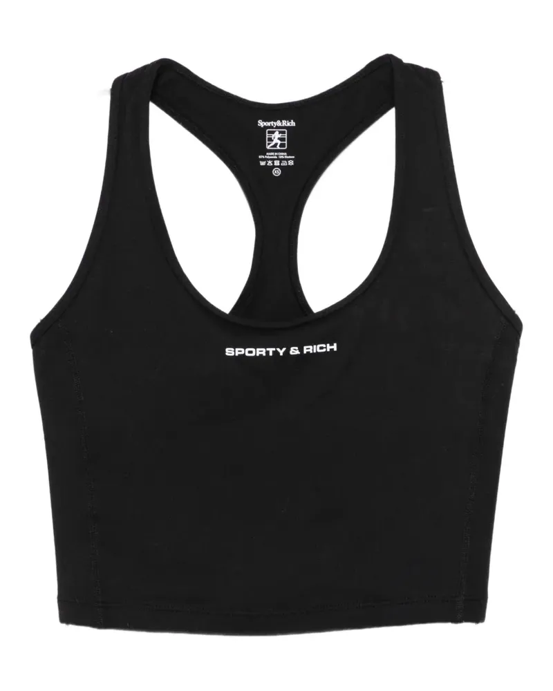 SPORTY & RICH logo-print racerback tank top - Schwarz Schwarz