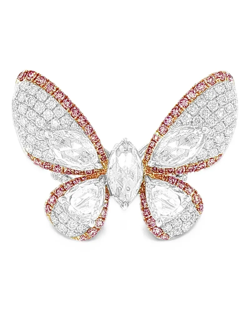 HYT Jewelry diamond butterfly 3-in-1 brooch, pendant and ring - Silber Silber