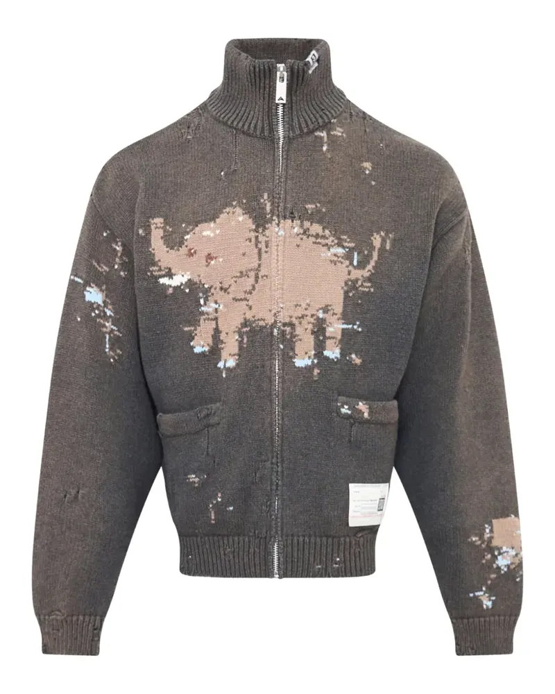 MIHARAYASUHIRO elephant jacquard knit cardigan - Grau Grau