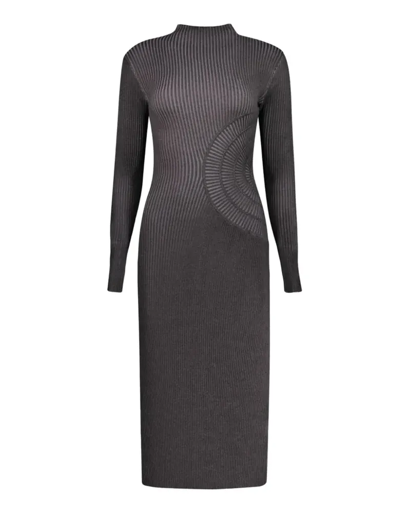 Desigual ribbed-knit long-sleeve midi dress - Grau Grau