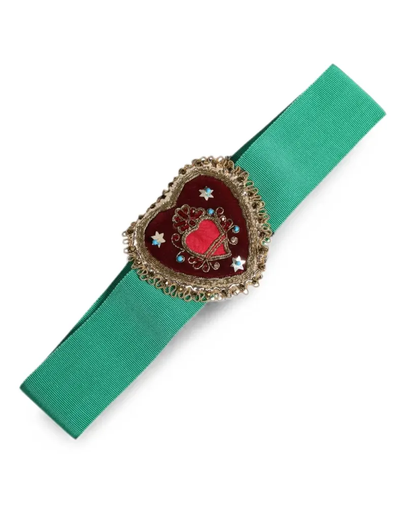 Dolce & Gabbana Ripsbandgürtel mit Herzdetail - Grün Grün