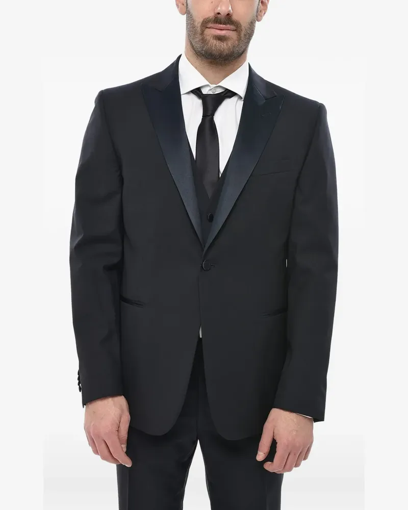 Corneliani satin-lapel three-piece suit - Schwarz Schwarz