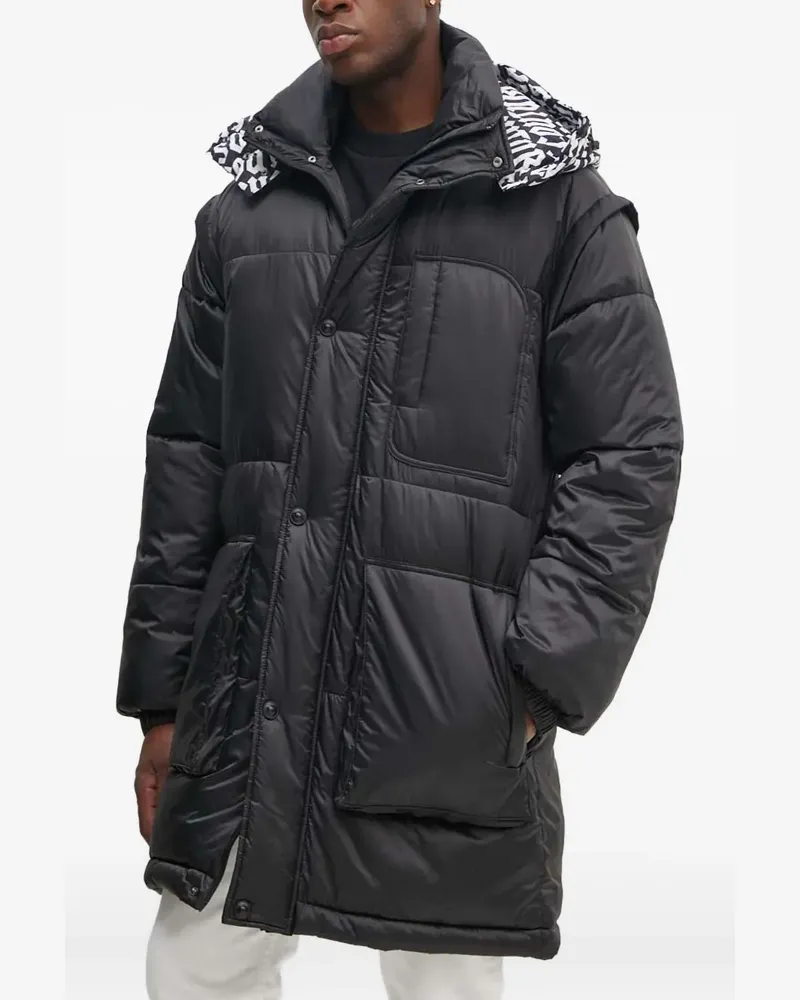 Versace Jeans Gefütterter Kapuzenmantel - Schwarz Schwarz