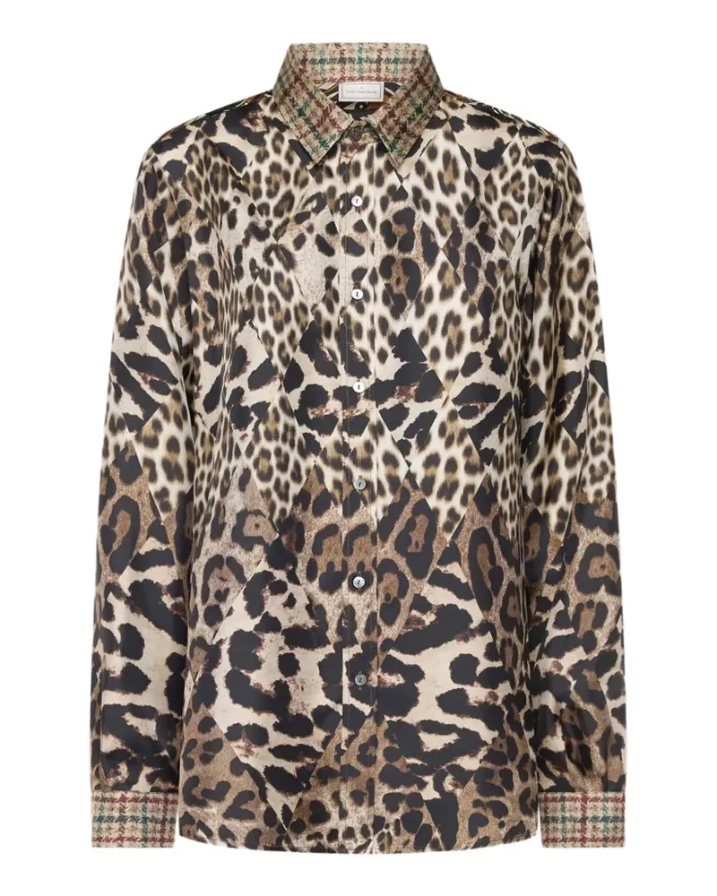Pierre-Louis Mascia Seidenhemd mit Leoparden-Print - Braun Braun