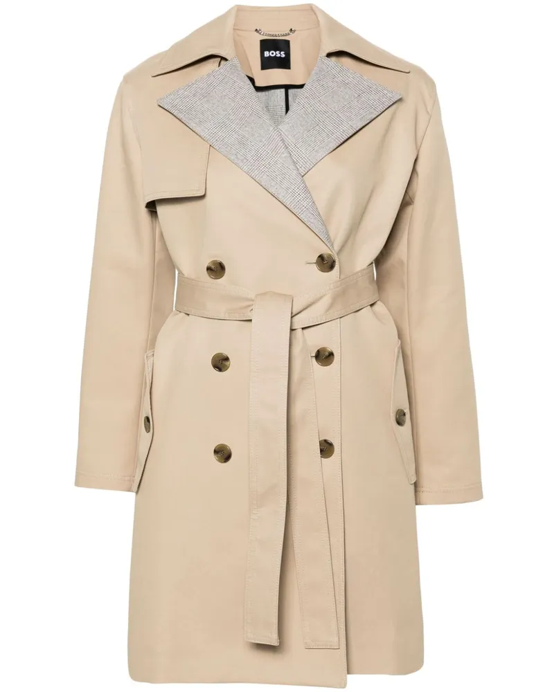 HUGO BOSS Trenchcoat mit Prince-of-Wales-Karomuster - Nude Nude