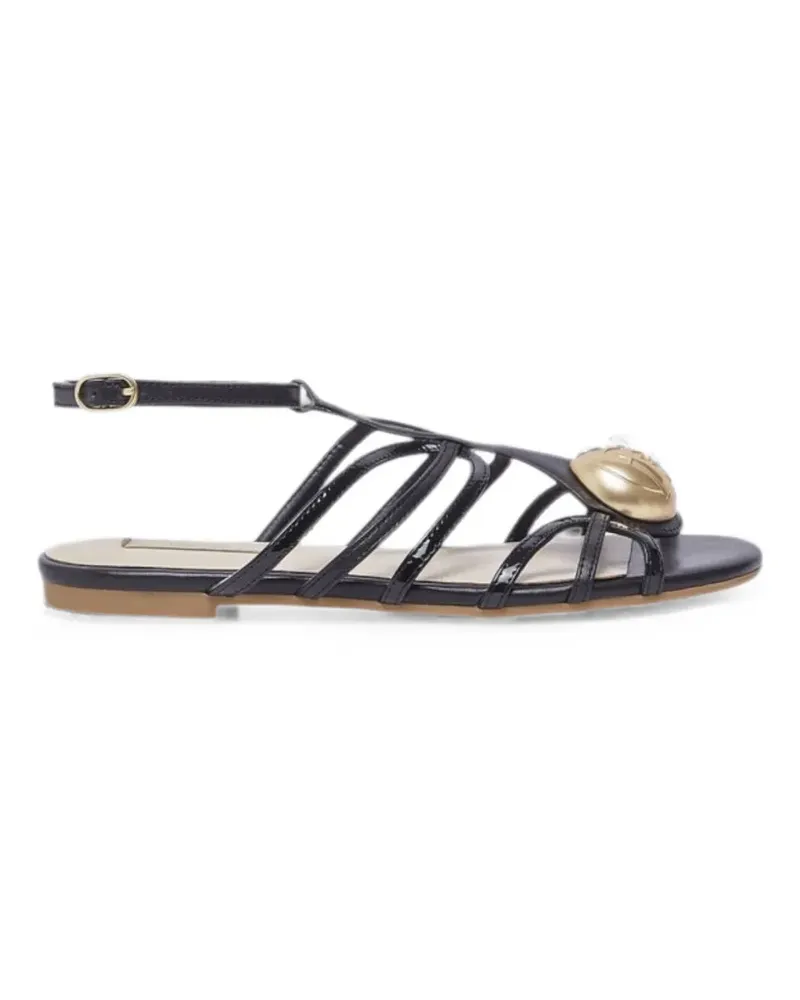 Liu Jo logo-plaque caged sandals - Schwarz Schwarz